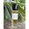 Lattafa Perfume GANYMEDE EDP 30 ml — товар в стилизованной композиции; очень крупный план; среди зелени; средний план