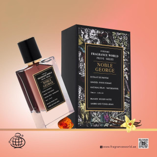 Fragrance World Noble George Extrait de Parfum 70 ml — product en verpakking; close-up; op een gekleurde achtergrond