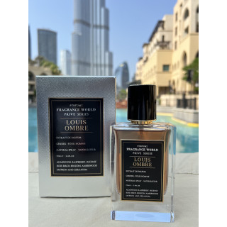 Fragrance World Louis ombre Extrait de Parfum 70 ml — toode stiliseeritud keskkonnas; väga lähivõte; õues; lähedane kadreering
