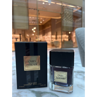 Fragrance World Oud Intense EDP 100 ml — toote vaade; väga lähivõte; valgel taustal