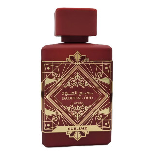 Lattafa Perfume Bade'e Al Oud Sublime EDP 100 ml — товар спереди; крупный план; на белом фоне
