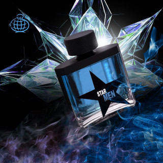 Fragrance World Star men EDP 100 ml — изображение товара; очень крупный план; на тёмном фоне