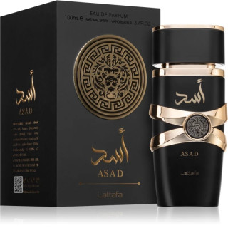 Lattafa Perfume ASAD EDP 100 ml — изображение товара; очень крупный план; на белом фоне