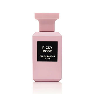 Fragrance World Picky Rose EDP 80 ml — product en verpakking; volledige compositie; op een witte achtergrond; ruimste kadrering