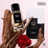 Fragrance World Exotic Rose EDP 100 ml — toode stiliseeritud keskkonnas; väga lähivõte; lilledega