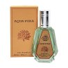 Fragrance World Aqua Pura EDP 50 ml — товар и упаковка; крупный план; на белом фоне
