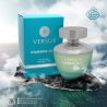 Fragrance World Versus Diamond Bleu EDP 100 ml — товар в стилизованной композиции; крупный план; на светлом фоне