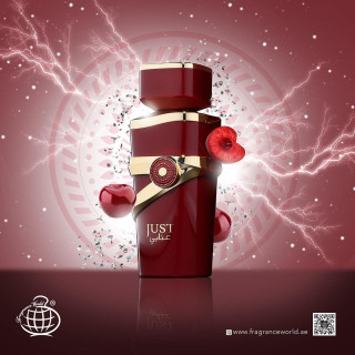 Fragrance World Just Anabi EDP 100 ml — tuotekuva; erittäin tiukka lähikuva; tummalla taustalla