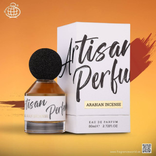 Fragrance World Artisan Perfume Arabian Incense EDP 80 ml — изображение товара; очень крупный план; на цветном фоне