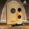 Athoor Al Alam Zakariyat Luxe EDP 100 ml — product en verpakking; zeer nabije close-up; op een donkere achtergrond