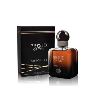Fragrance World Proud of You Absolute EDP 100 ml — product en verpakking; volledige compositie; op een witte achtergrond