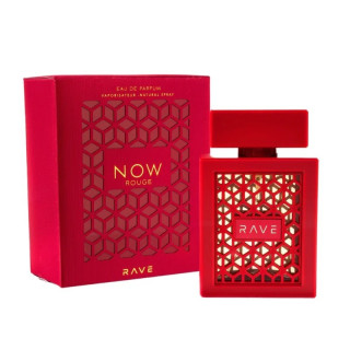 Lattafa Perfume Rave Now Rouge EDP 100 ml — упаковка товара; крупный план; на белом фоне; самый близкий кадр