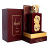 Lattafa Perfume Ansaam Gold EDP 100 ml — toode ja pakend; väga lähivõte; valgel taustal