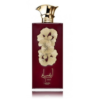Lattafa Perfume Ansaam Gold EDP 100 ml — toode eestvaates; lähivaade; valgel taustal