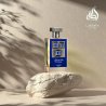 Lattafa Perfume Pride Blue Sapphire EDP 100 ml — изображение товара; очень крупный план; на цветном фоне