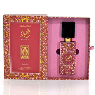 Lattafa Perfume Ajwad Pink To Pink EDP 60 ml — produkto vaizdas; stambus planas; baltame fone