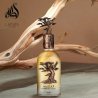 Lattafa Perfume Pride Eternal Oud EDP 100 ml — produkta skats; ļoti tuvs plāns; uz krāsaina fona