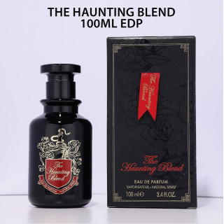 Fragrance World The Haunting Blend EDP 100 ml — toode ja pakend; lähivaade; heledal taustal