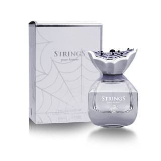 Fragrance World Strings Pour Homme EDP 80 ml — товар и упаковка; крупный план; на белом фоне