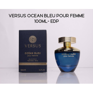 Fragrance World Versus Ocean Bleu Pour Femme EDP 100 ml — widok produktu; zbliżenie; na białym tle; najbliższe kadrowanie