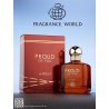 Fragrance World Proud Of You Amber EDP 100 ml — product en verpakking; zeer nabije close-up; op een witte achtergrond