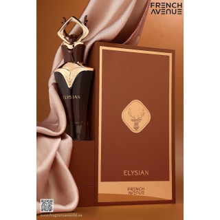 Fragrance World Elysian EDP 100 ml — изображение товара; очень крупный план; на белом фоне; самый близкий кадр