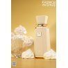 Fragrance World Meringue EDP 100 ml — product en verpakking; zeer nabije close-up; op een witte achtergrond