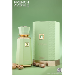 Fragrance World Luscious EDP 100 ml — product en verpakking; zeer nabije close-up; op een witte achtergrond