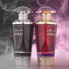 Fragrance World Miraj Exclusif EDP 100 ml — productweergave; zeer nabije close-up; op een gekleurde achtergrond