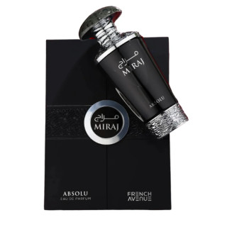 Fragrance World Miraj Absolu EDP 100 ml — productweergave; close-up; op een witte achtergrond
