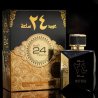 Lattafa Perfume Oud 24 hours EDP 100 ml — συσκευασία προϊόντος; κοντινή λήψη; σε σκούρο φόντο