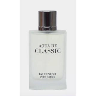 Fragrance World Aqua De Classic Pour Homme EDP 80 ml — Produktansicht; vollständige Komposition; auf weißem Hintergrund