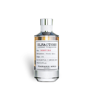 Fragrance World Olfactory Bonfire EDP 100 ml — vista del prodotto; composizione completa; su sfondo bianco