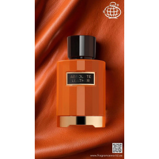 Fragrance World Absolute Leather EDP 100 ml — изображение товара; очень крупный план; на белом фоне; самый широкий кадр