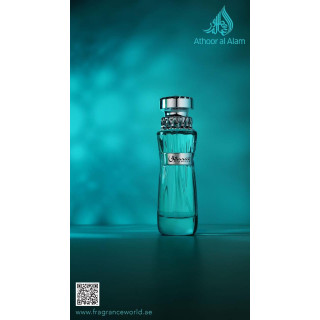 Fragrance World Tanseeq Blue EDP 100 ml — produktvisning; meget tæt nærbillede; på hvid baggrund; tætteste udsnit