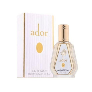 Fragrance World Ador EDP 50 ml — товар и упаковка; полная композиция; на белом фоне