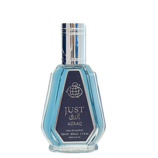 Fragrance World Just Azraq EDP 50 ml — toote vaade; täiskompositsioon; valgel taustal