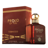 Proud of You Tobacco EDP 100 ml — product en verpakking; zeer nabije close-up; op een witte achtergrond; ruimste kadrering
