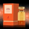 Lattafa Perfume Coral Blush EDP 80 ml — изображение товара; очень крупный план; на тёмном фоне