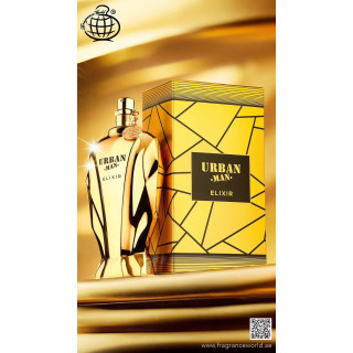 Fragrance World Urban Man Elixir EDP 90 ml — изображение товара; крупный план; на белом фоне; самый близкий кадр