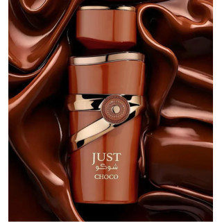 Fragrance World Just Choco EDP 100 ml — изображение товара; очень крупный план; на белом фоне; самый близкий кадр