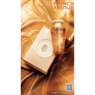 Fragrance World Eclair Affair EDP 100 ml — produktas ir pakuotė; artimas vaizdas; baltame fone