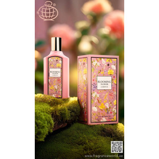 Fragrance World Blooming Flower Gardenia EDP 100 ml — toote vaade; väga lähivõte; valgel taustal; kõige laiem kadreering