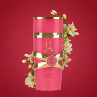 Lattafa Perfume Yara Candy EDP 100 ml — vista do produto; grande plano muito aproximado; sobre fundo branco