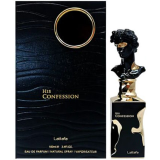His Confession EDP 100 ml — productweergave; zeer nabije close-up; op een witte achtergrond; meest nabije kadrering