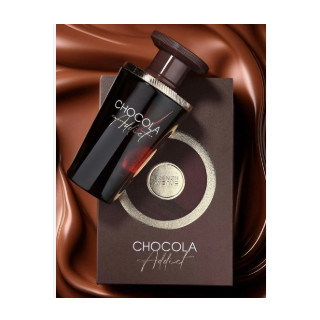 Chocola Addict EDP 100 ml — productweergave; volledige compositie; op een witte achtergrond; meest nabije kadrering