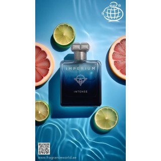 Fragrance World Imperium Intense EDP 100 ml — изображение товара; очень крупный план; с ингредиентами аромата