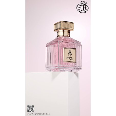 Fragrance World B Gentle Gold EDP 100 ml — toote vaade; lähivaade; valgel taustal