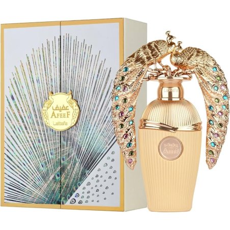 Lattafa Perfume Afeef EDP 100 ml — изображение товара; очень крупный план; на белом фоне; самый широкий кадр