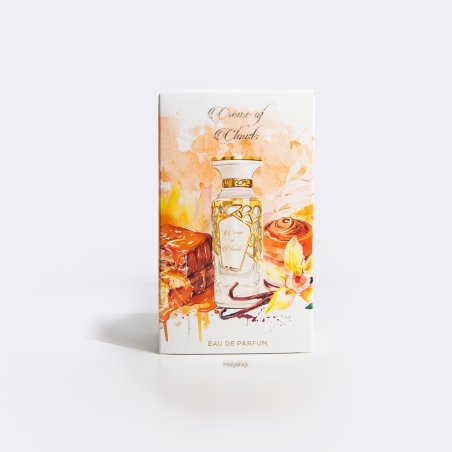 Fragrance World Creme Of Clouds EDP 100 ml — упаковка товара; широкая композиция; на светлом фоне